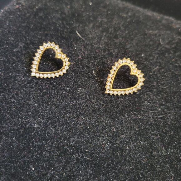 Monet Gold tone Heart Earrings - Picture 2 of 3